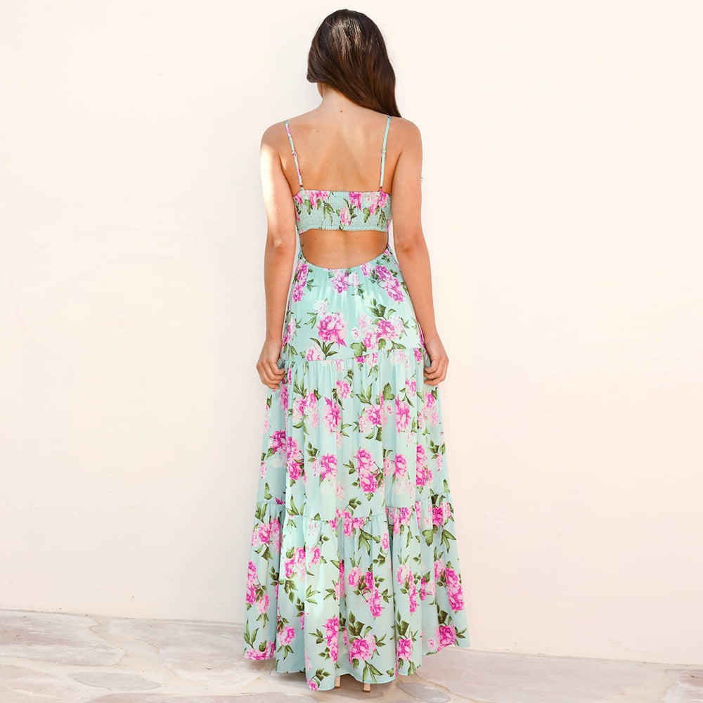 Damen Traumhaftes Maxikleid mit Blumenmuster und Rüschendetails Drune