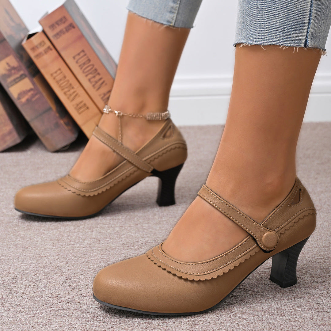 Damen Absatzschuhe mit verstellbarem Riemen und eleganter Schnalle Drune