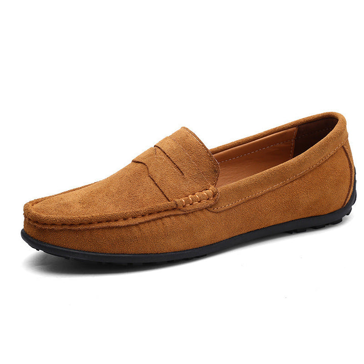 Herren nan eleganter Wildleder-Loafer mit handgenähter Moccasinnaht und rutschfester Gummiprofilsohle Drune