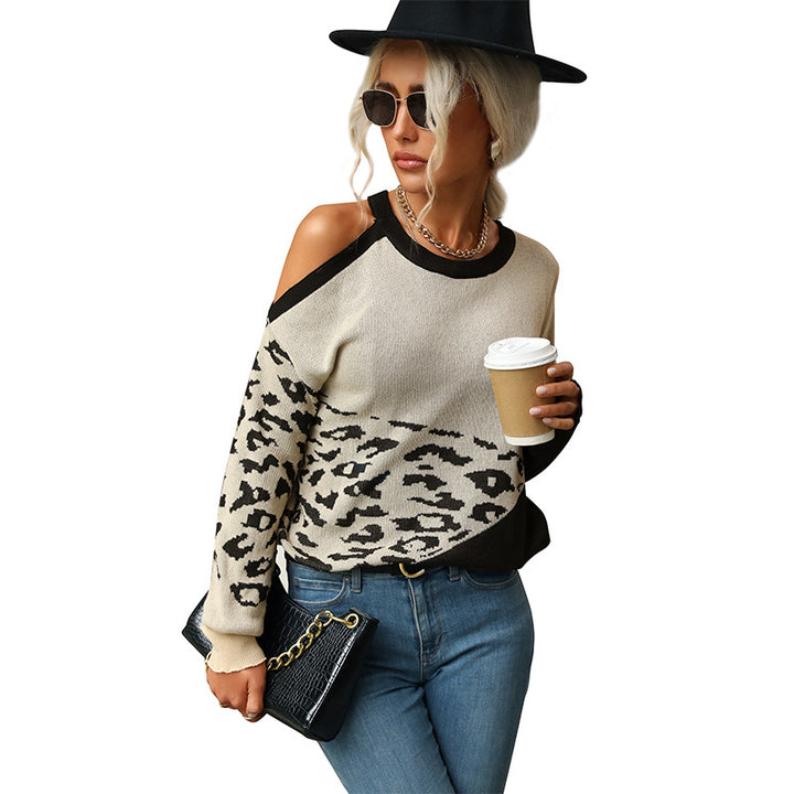 Damen Lässiger Strickpullover mit Leopardenmuster Drune