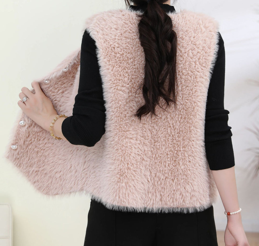Damen Flauschige Strickweste Drune