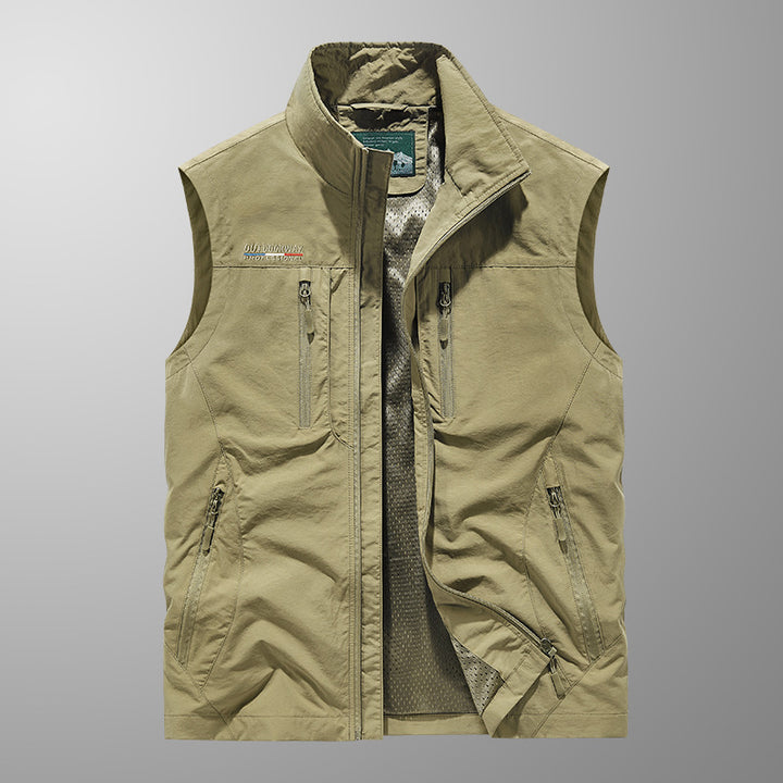 Herren Multifunktionale Outdoor-Utility‑Weste mit Mesh‑Innenfutter und zahlreichen Taschen Drune