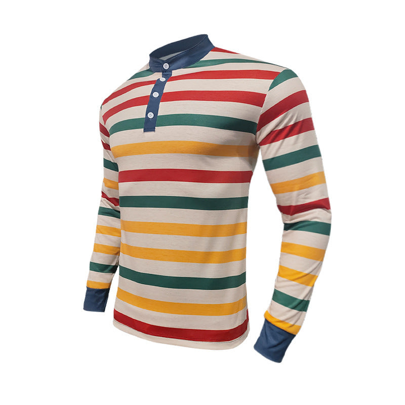 Herren Langarm-Henley-Shirt mit modischem Streifenmuster und hochwertiger Baumwollqualität Drune