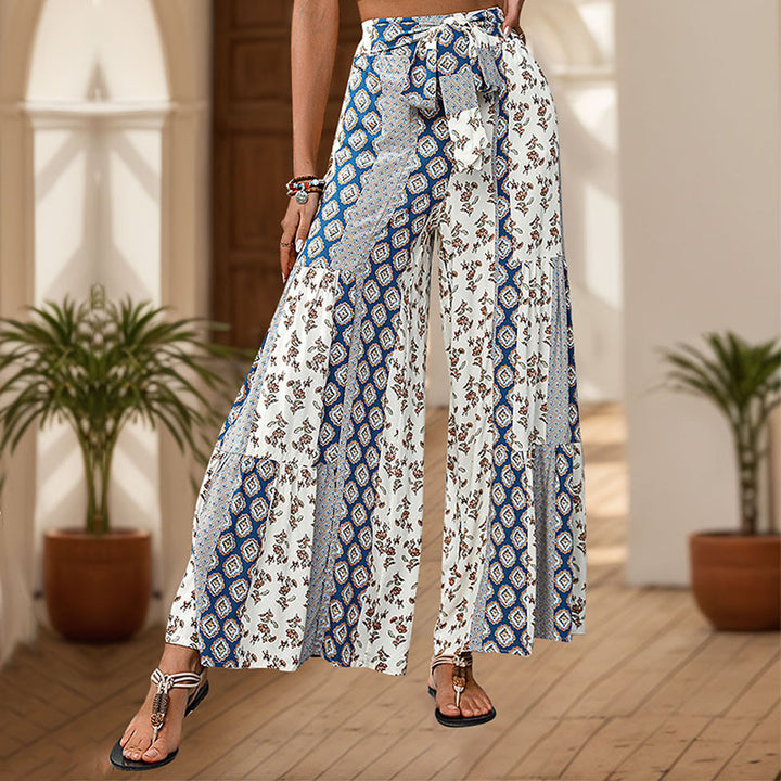 Damen Luftige Palazzo-Hose mit floralem Muster Drune