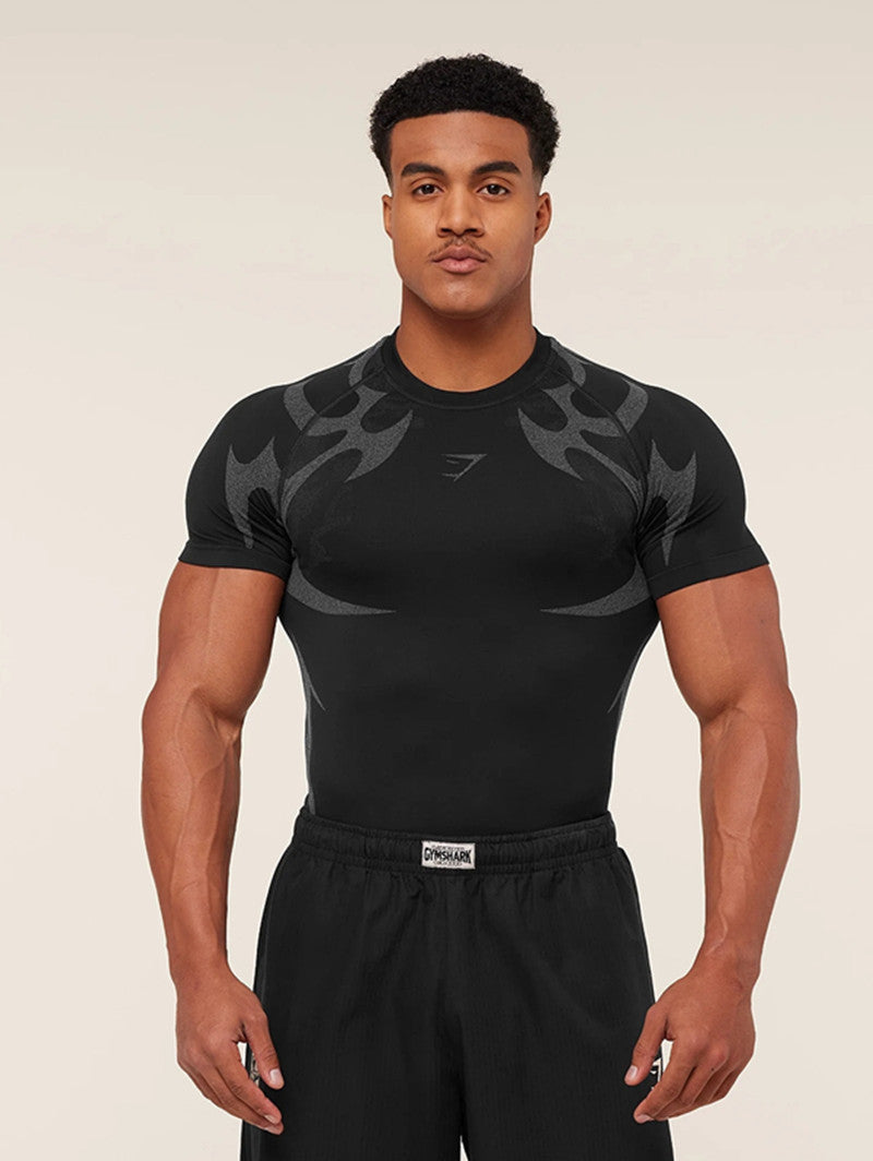 Herren nan nahtloses formgebendes Funktionsshirt mit Kompressionseffekt und ergonomischen Muskelzonen Drune