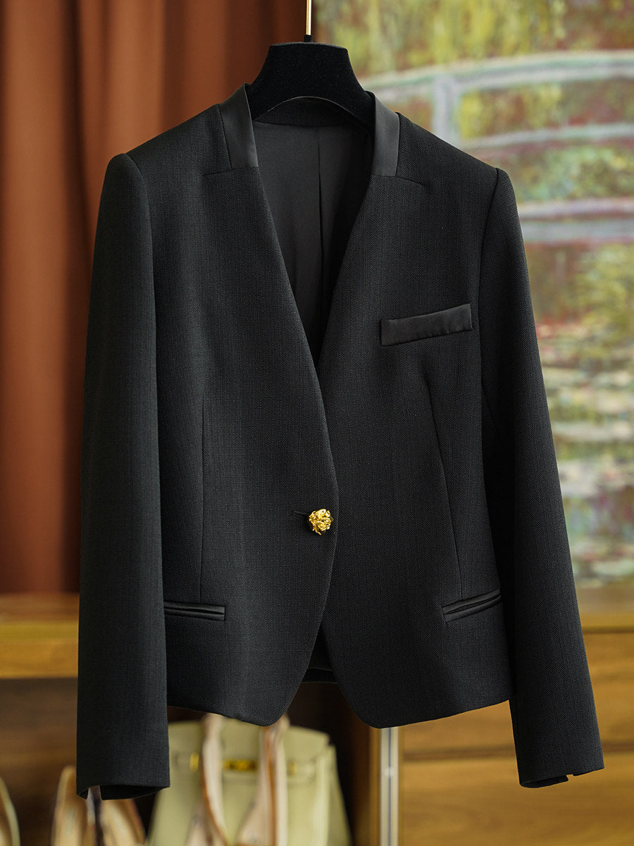 Damen Klassischer Blazer mit glänzendem Knopf Drune