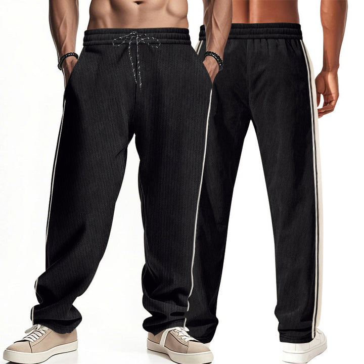 Herren Bequeme Freizeithose mit seitlichen Streifen und elastischem Bund Drune