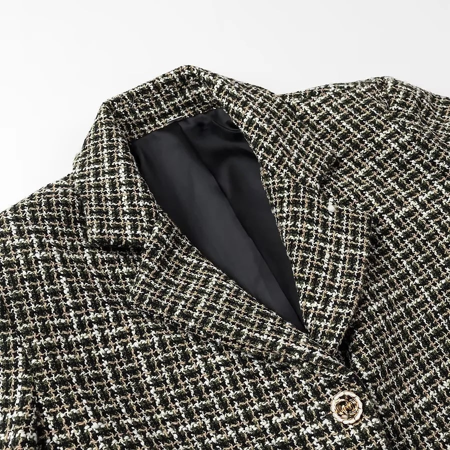 Damen Kurz geschnittene Blazerjacke im eleganten Tweed-Design Drune