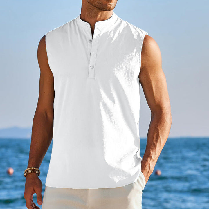 Herren Ärmelloses Henley-Shirt aus atmungsaktivem und leichtem Material Drune