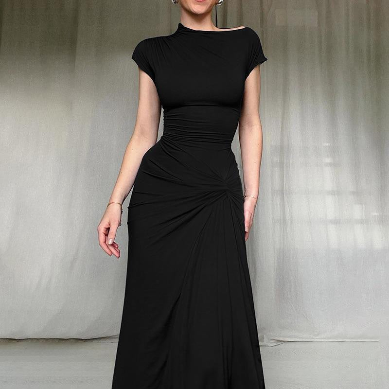 Damen Elegantes Maxikleid mit asymmetrischem Schnitt und dekorativer Drapierung Drune