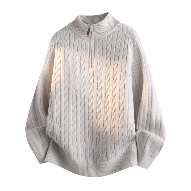 Damen Modischer Strickpullover mit Stehkragen und Reißverschluss Drune