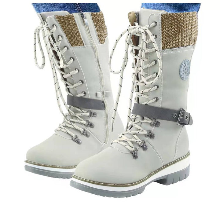 Damen robuste Winterstiefel mit hochschließendem Design und modischen Akzenten Drune