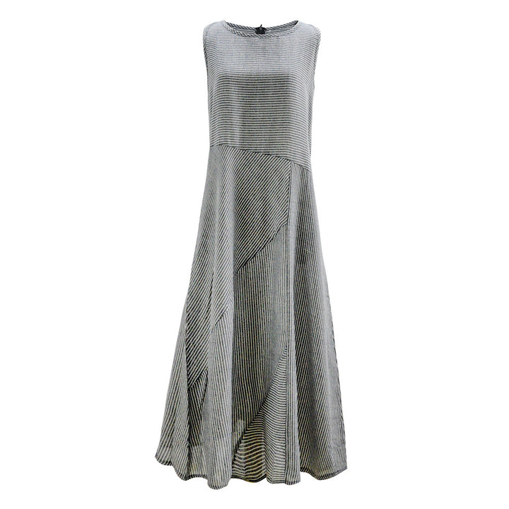 Damen Maxikleid mit Taillenbetonung und schrägem Streifenmuster Drune