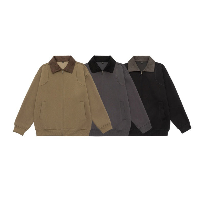 Unisex Oversize-Zipjacke mit Cordkragen und eingearbeiteten Eingrifftaschen Drune
