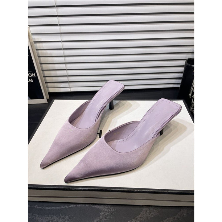 Damen Spitz zulaufende Mule mit niedrigem Kittenabsatz und fersenfreiem Design Drune