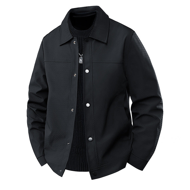 Herren Leichte Übergangsjacke im Worker-Stil mit mikrostrukturierter Twill-Optik und Druckknopfleiste Drune