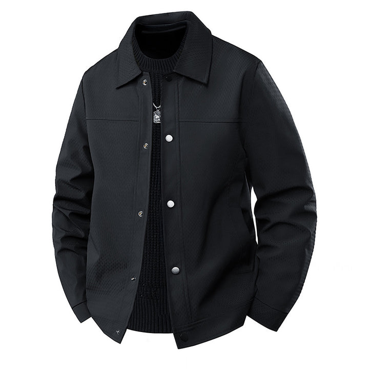Herren Leichte Übergangsjacke im Worker-Stil mit mikrostrukturierter Twill-Optik und Druckknopfleiste Drune