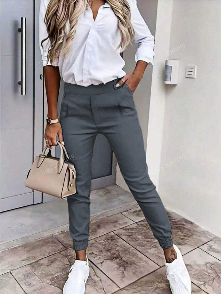Damen Enganliegende Chino-Jogger mit hohem Bund und elastischen Bündchen Drune