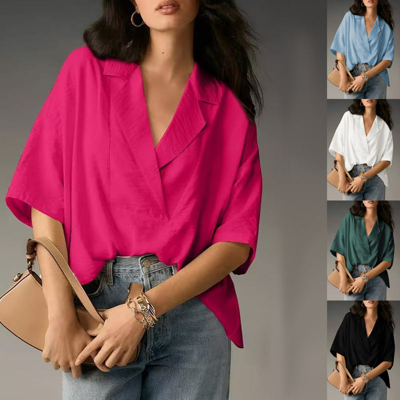 Damen luftige Kurzarmbluse im modernen Oversized-Schnitt Drune