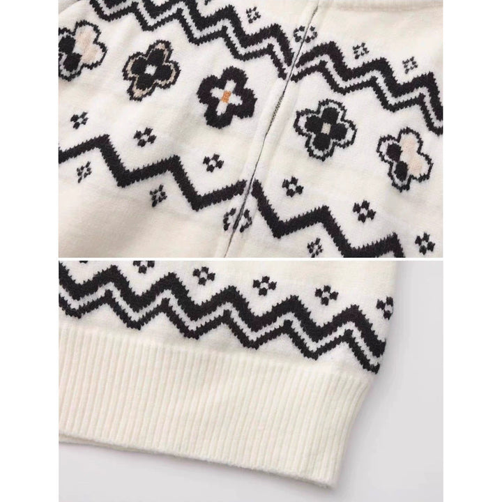 Damen Modischer Strickpullover mit Stehkragen und Reißverschluss Drune