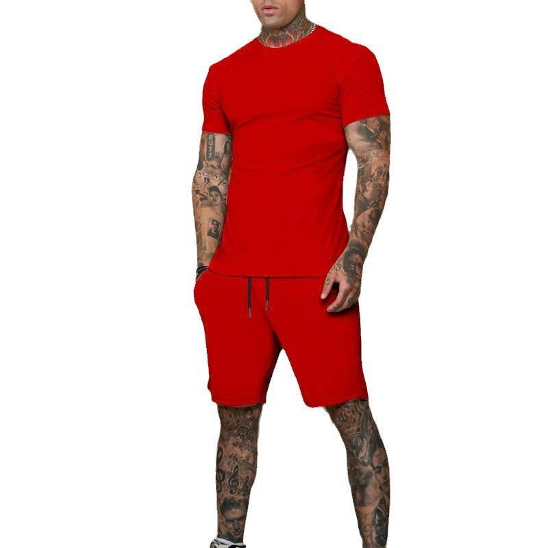 Herren Sportliches Kurzarm- und Shorts-Set mit kontrastierenden Details Drune