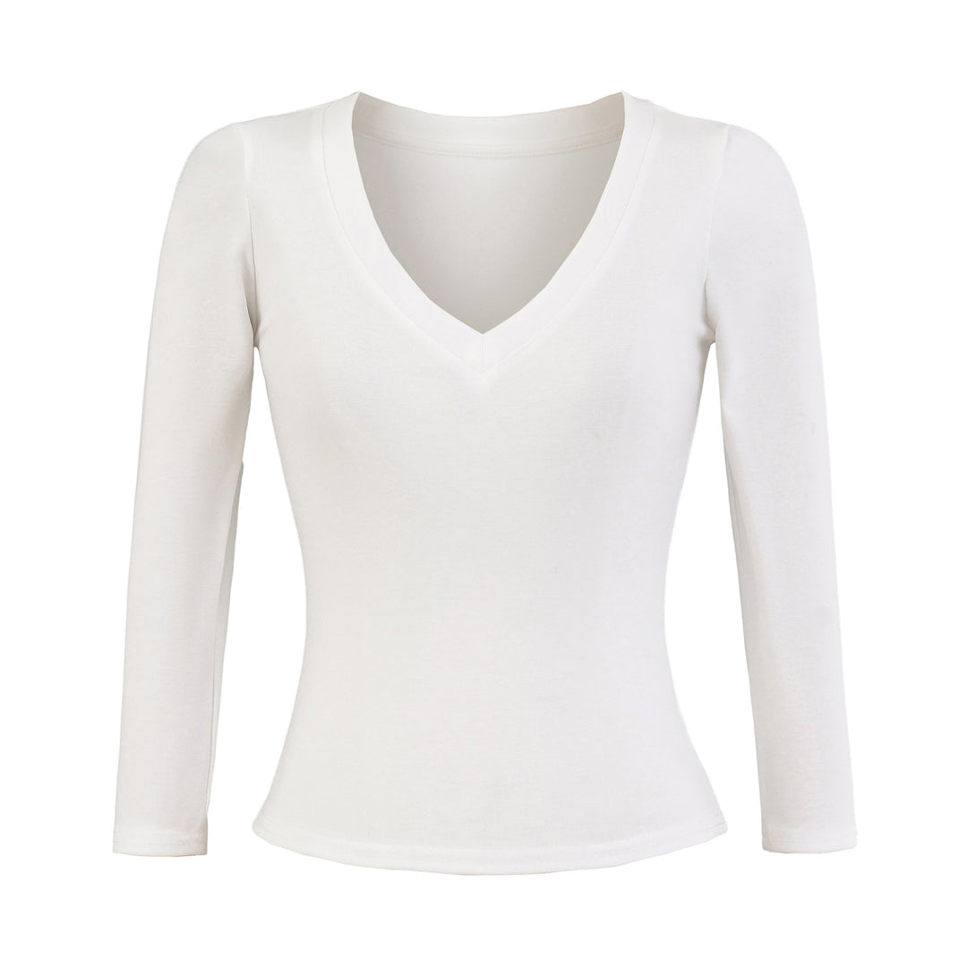 Damen Langarmshirt mit V-Ausschnitt und figurbetontem Schnitt Drune