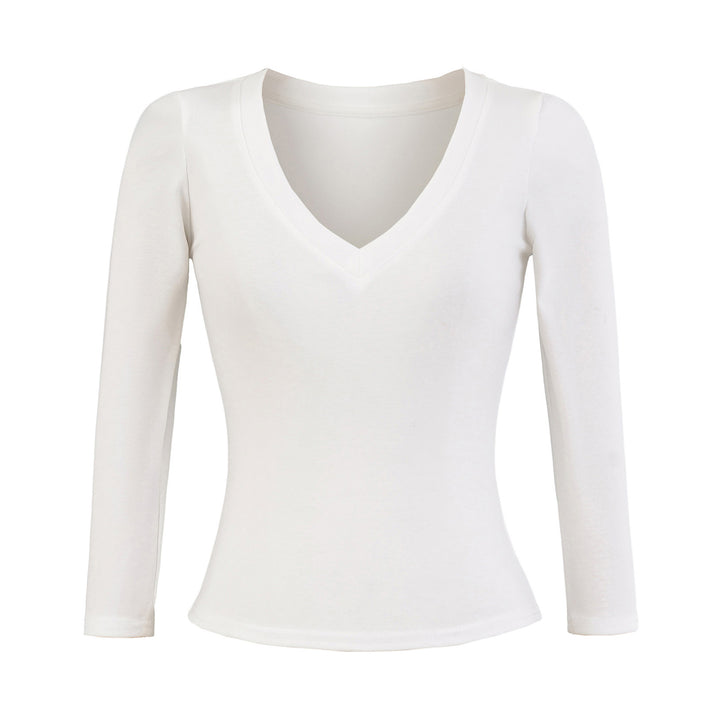 Damen Langarmshirt mit V-Ausschnitt und figurbetontem Schnitt Drune