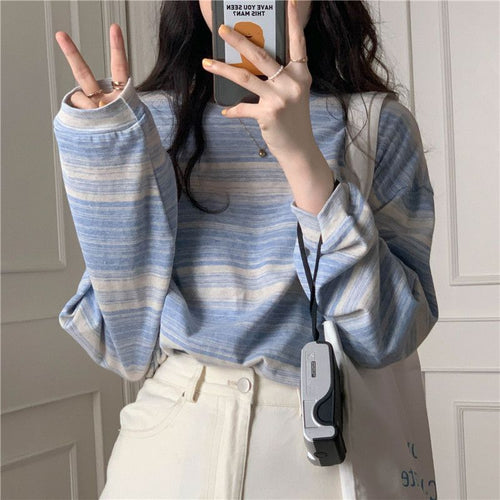 Damen gestreiftes Langarmshirt mit weitem Schnitt und weichen Materialien