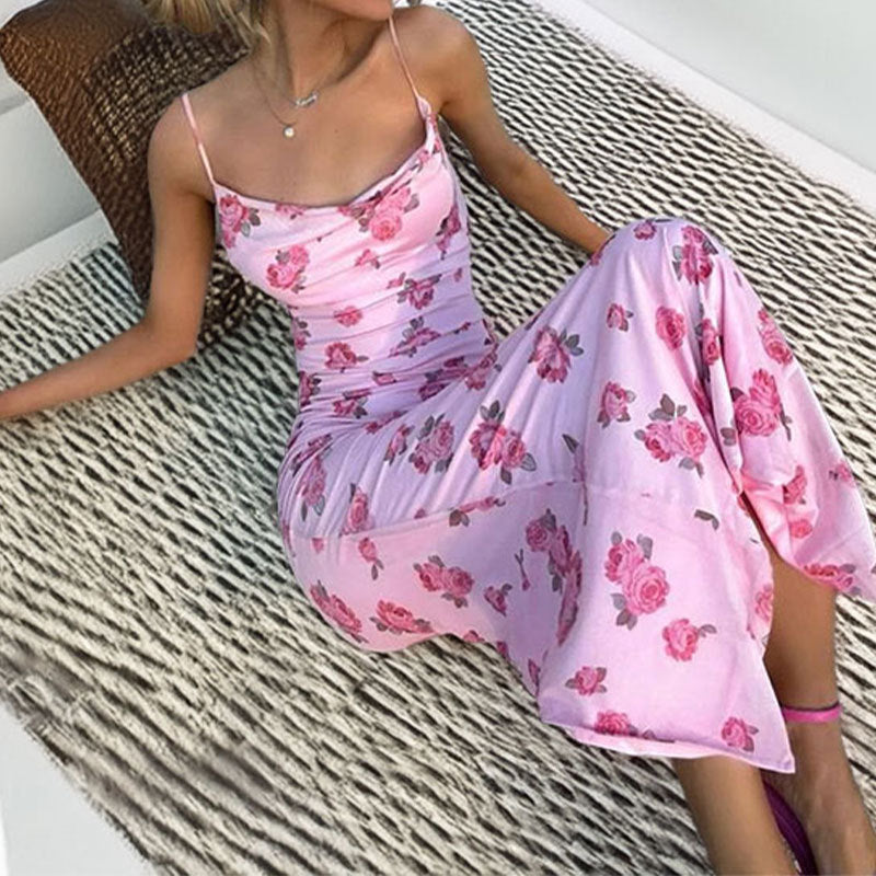 Damen Maxikleid mit raffiniertem Schnitt und Blumenmuster Drune