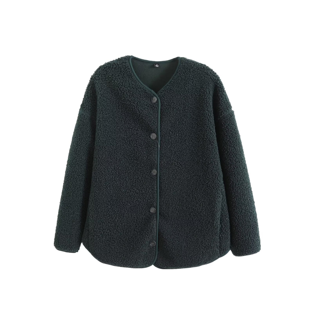 Damen weiche und gemütliche Kuscheljacke mit Knopfleiste Drune
