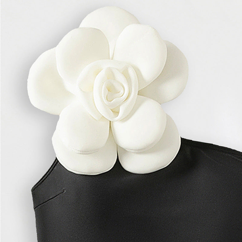 Damen Eleganter One-Shoulder-Badeanzug mit floralen Applikationen Drune
