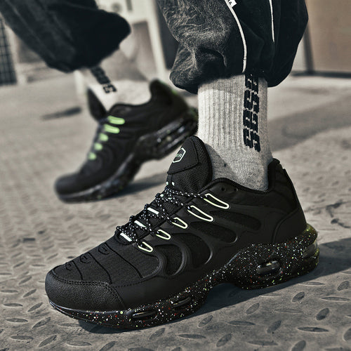 Herren futuristische Dämpfungs-Sneaker mit sichtbarer Luftkammer und strukturiertem Mesh-Overlay Drune