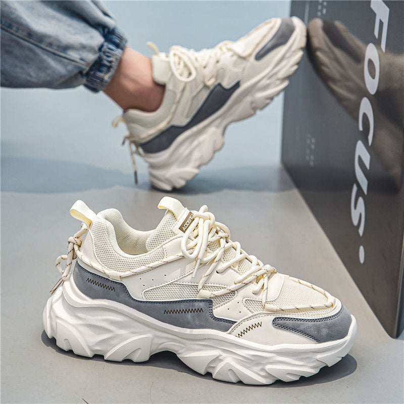 Damen modische Chunky Sneakers mit atmungsaktiver Oberflächenstruktur und verstärktem Fersenbereich Drune
