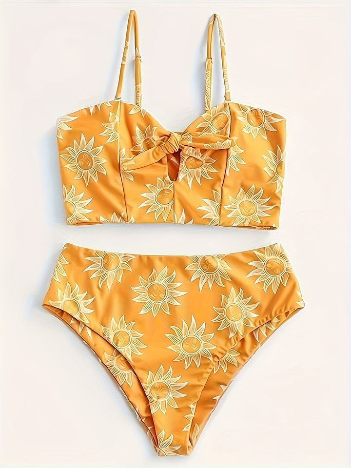Damen Bikiniset mit strukturiertem Oberteil und hoch geschnittenem Hosenrock Drune