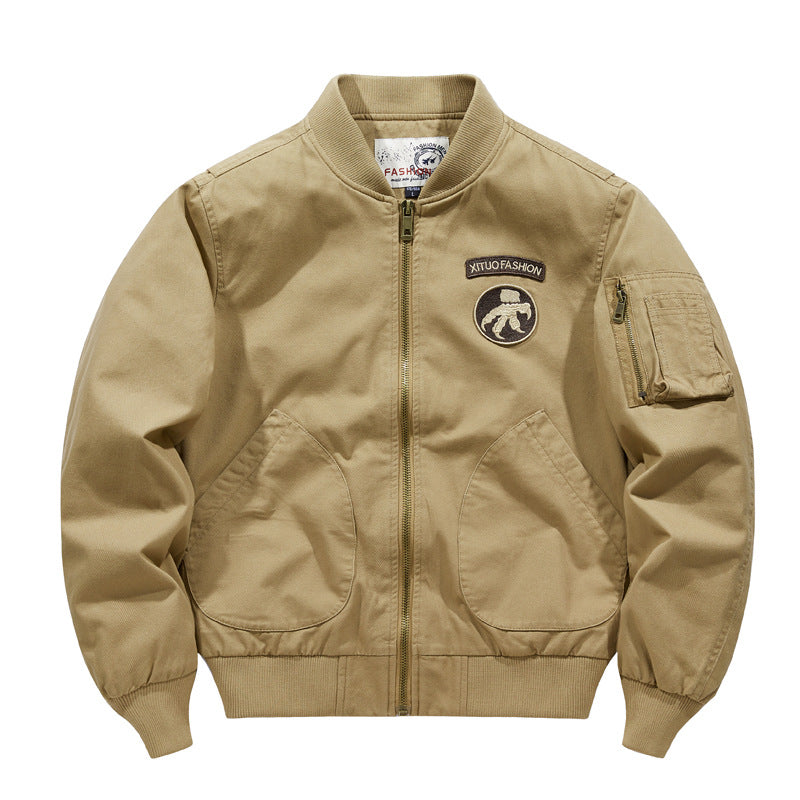 Herren  Baumwoll-Twill Aviator-Stil Bomberjacke mit geschwungenen Handtaschen Drune