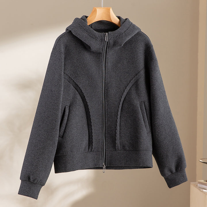 Damen Relaxed-Fleece-Hose mit hoher Taille, Tunnelzug und dekorativer Seitennaht Drune