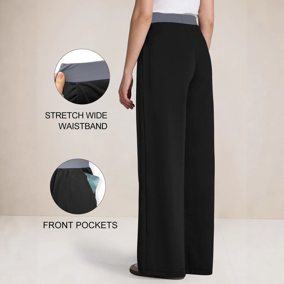 Damen Weite Komfort-Loungehose mit hohem Softbund und Seitentaschen Drune