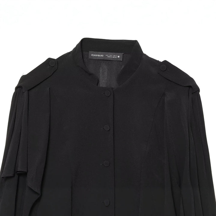Damen Kurze Cape-Übergangsjacke mit Volantlagen und Stehkragen Drune