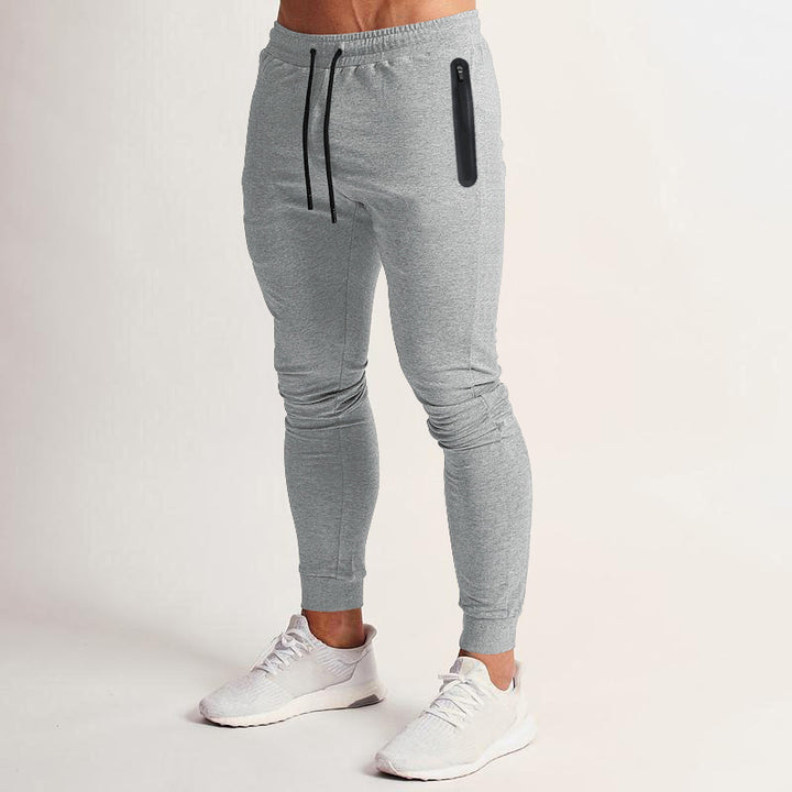 Herren schmal geschnittene Jogginghose mit Reißverschlusstaschen und Kordelzug Drune