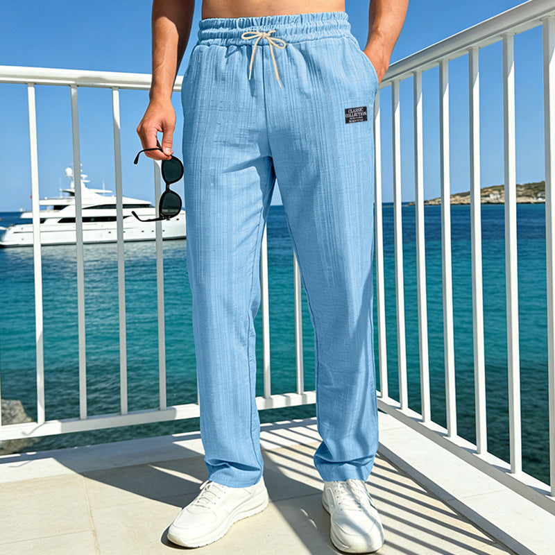 Herren Leichte Crinkle-Freizeithose mit elastischem Bund und Tunnelzug Drune