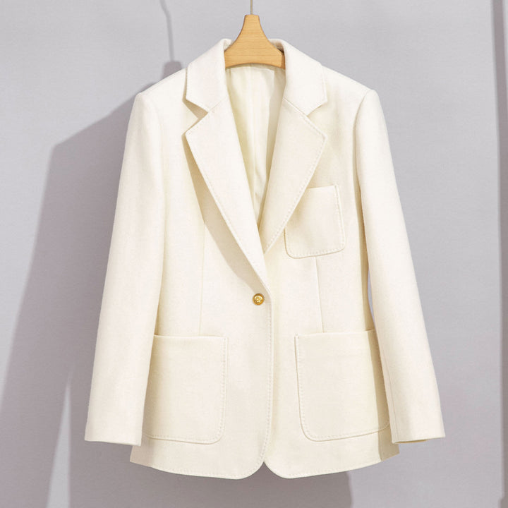 Damen Eleganter Wollblazer mit aufgesetzten Taschen Drune
