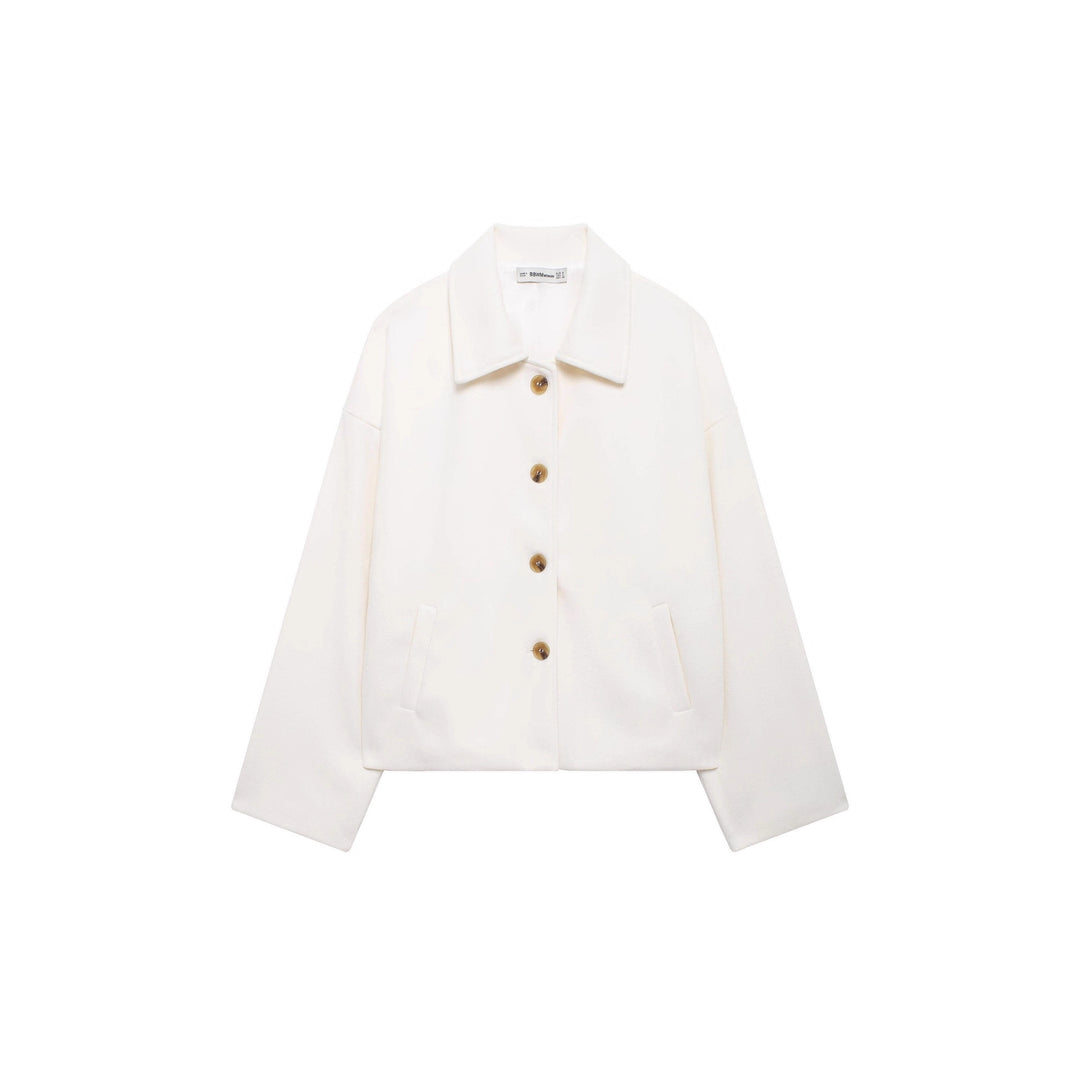 Damen Kurzmantel aus Woll-Mix mit Oversize‑Silhouette und verdeckter Knopfleiste Drune