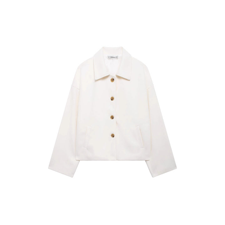 Damen Kurzmantel aus Woll-Mix mit Oversize‑Silhouette und verdeckter Knopfleiste Drune