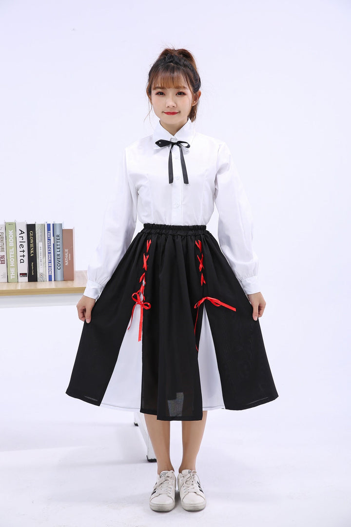 Mädchen Elegante Bluse mit gerafftem Rock und Schleifendetails Drune