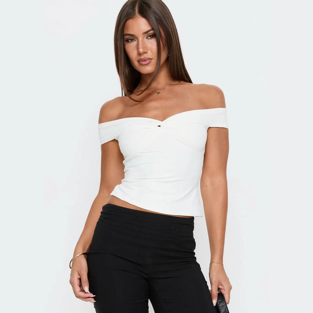 Damen Off-Shoulder Bustier-Top mit Raffung Drune
