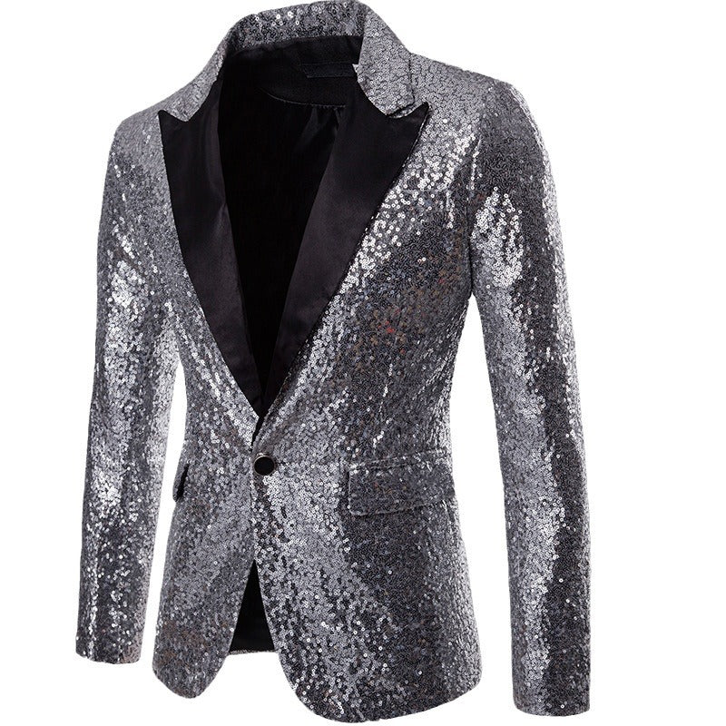 Herren glamouröser Pailletten Blazer Drune