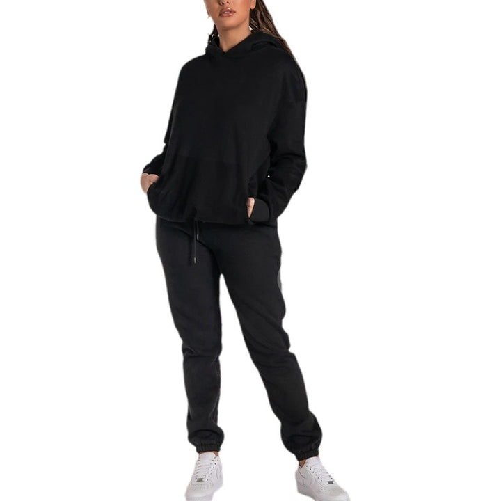 Damen gemütliches Fleece-Hoodie- und Jogginghosen-Set Drune