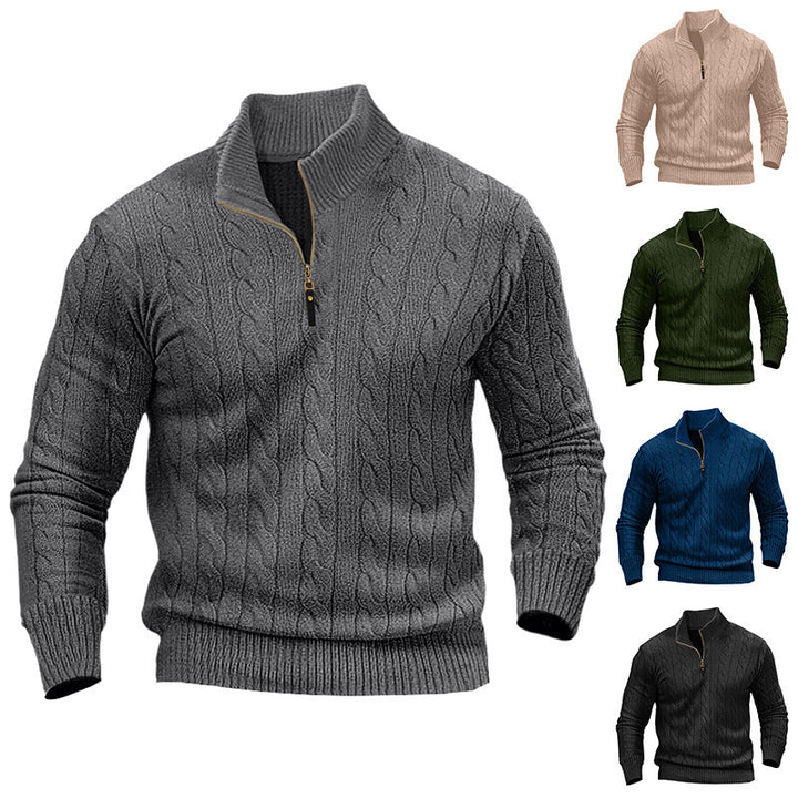Herren Strickpullover mit Stehkragen und Reißverschluss Drune