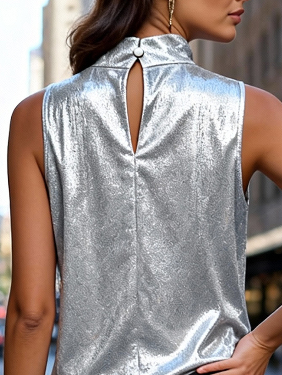 Damen Elegantes Oberteil mit edlem Stehkragen Drune
