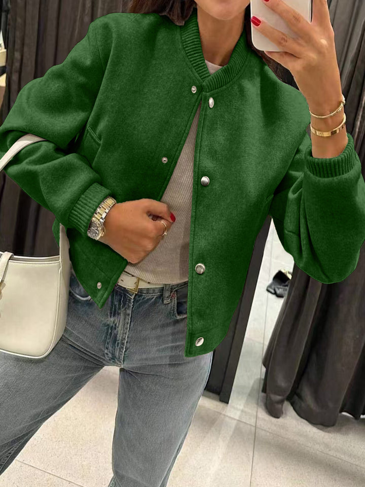 Damen Kurzjacke im Bomberstil aus Teddyfleece mit Rippbündchen Drune